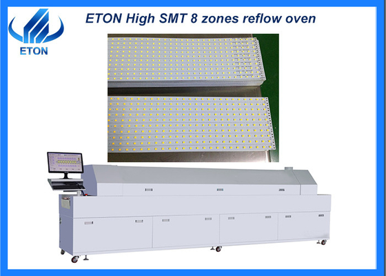 8 linha de produção equipamento de SMT da movimentação do controle SSR do PID do forno do Reflow das zonas 1200kg SMT