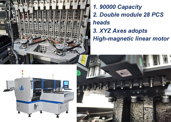 Máquina de selecção e colocação SMT de cabeça dupla para lâmpadas LED / produtos elétricos