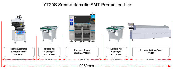 Equipamento de colocação SMT YT20S Máxima velocidade de 500*300 mm de montagem de PCB