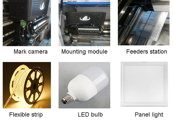 Linha de produção de alta velocidade flexível do diodo emissor de luz de SMT Mounter 250000CPH Full Auto da luz da tira/tubo